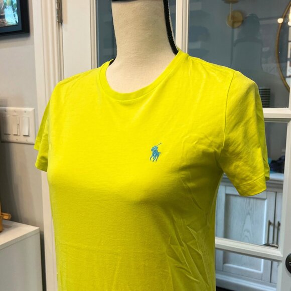 Ralph Lauren chartreuse Yellow Crew Neck Cotton T-Shirt S - Picture 2 of 4